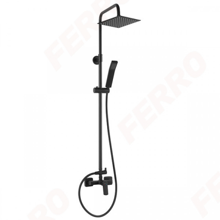 Baterii monocomanda - Set 2 în 1 Ferro Vitto VerdeLine: baterie perete dus BVI7UVL si set complet dus, negru