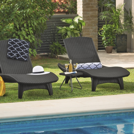 Set 2 sezlonguri si masuta, maro, Keter Pacific [4]