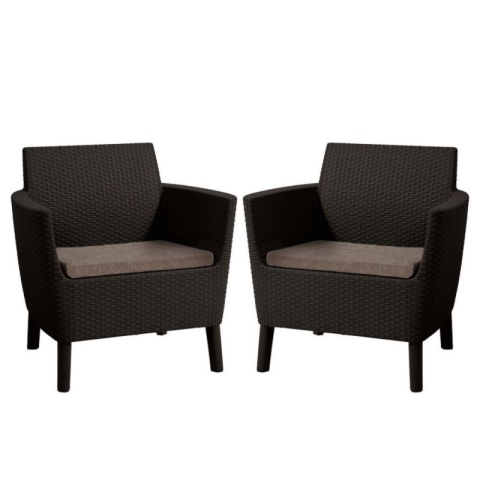 Casa si gradina - Set 2 fotolii gradina polipropilena Keter maro cu doua perne Salemo rezistente la UV si intemperii design modern dimensiuni 79x67x76 cm