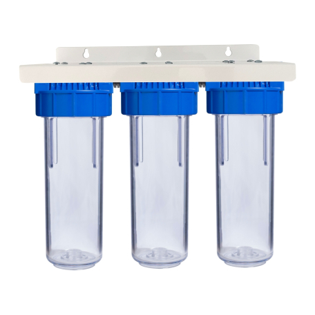 Carcase filtru apa - SET 3 CARCASE FILTRU AquaPUR 10" TRANSPARENTE D1 - VALROM GAMA aquaPUR