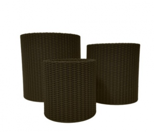 Set 3 ghivece cilindrice, maro, imitatie de ratan, Keter S M L [2]