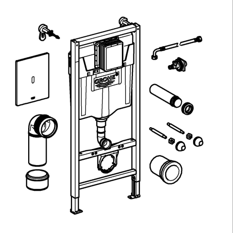 Set 3 in 1 rezervor WC Grohe Rapid SL 3in1 WC 3-6 l 1, 13m s, placa actionare cu infrarosu, cadru, ajustabil, otel [5]