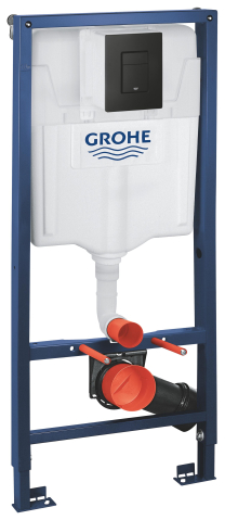 Obiecte sanitare - Set 3 in 1 rezervor WC Grohe Solido Grohe Rapid SL 3in1 WC 1, 13m, incastrat, placa actionare, suport perete 3855800m, instalare 1, 13 m inaltime, negru mat