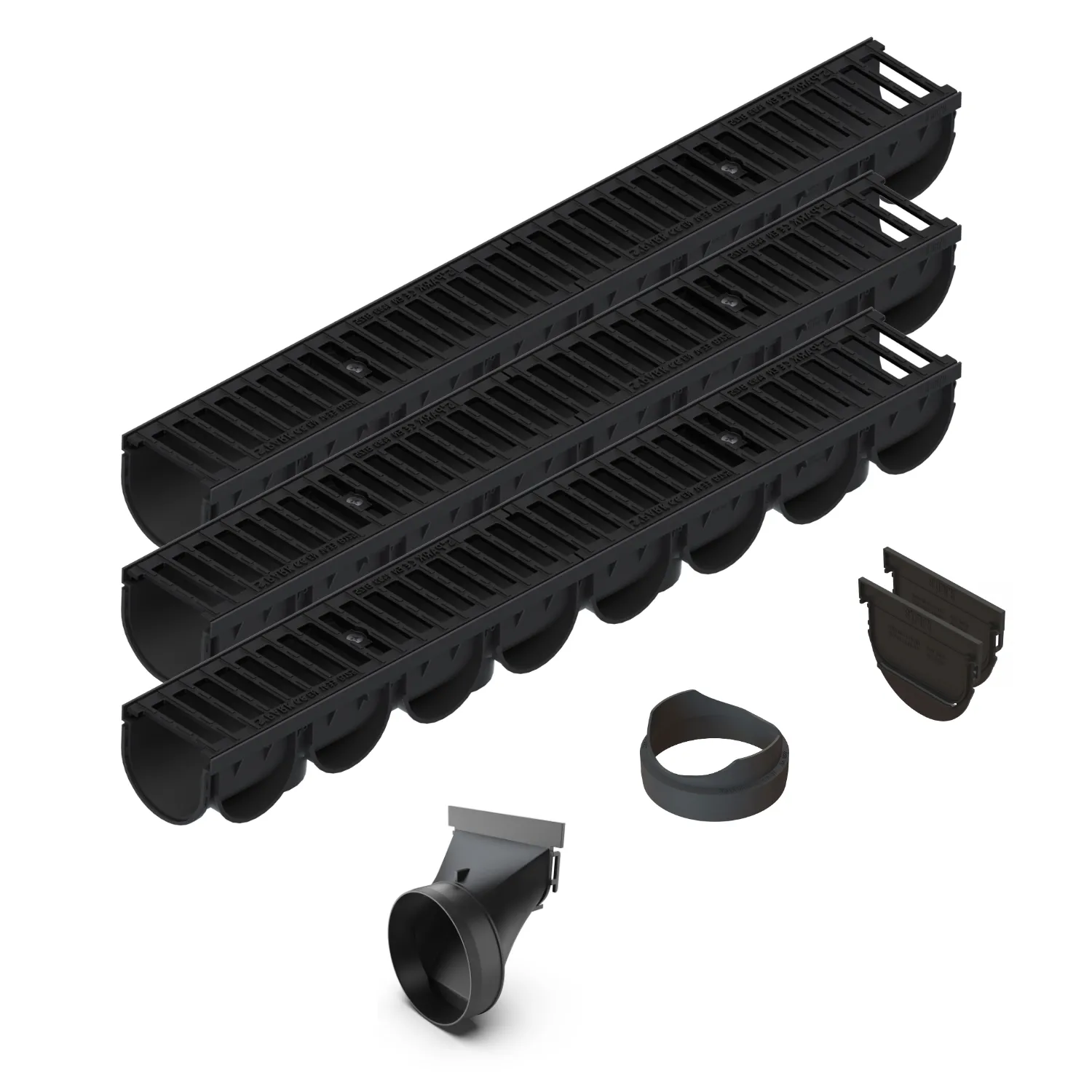 Instalatii de apa si canalizare - Set 3 ml rigole drenaj PP EASY 3 LN100 Hext.100 gratar fonta B125 cu accesorii 3000x125x100 Vodaland gama Drain