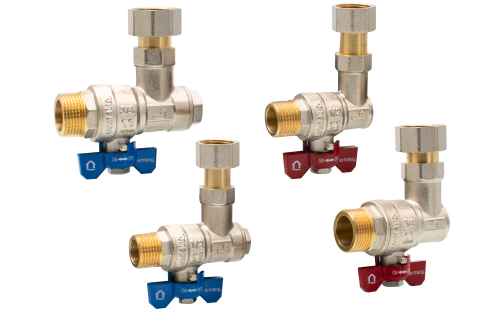 Instalatii de apa si canalizare - Set 4 robineti coltar cu olandez Ermetiq 2x3/4 - 2x1/2 MF