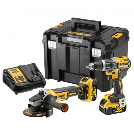 Masini de gaurit si insurubat - Set 2 Scule DeWalt DCK2080P2T, Format din: DCD796 + DCG405 + Cutie Tstak