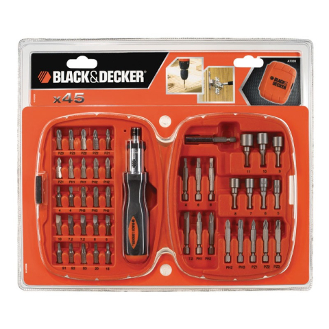 Scule si dispozitive de lucru - Trusa 45 accesorii insurubare Black+Decker - A7039
