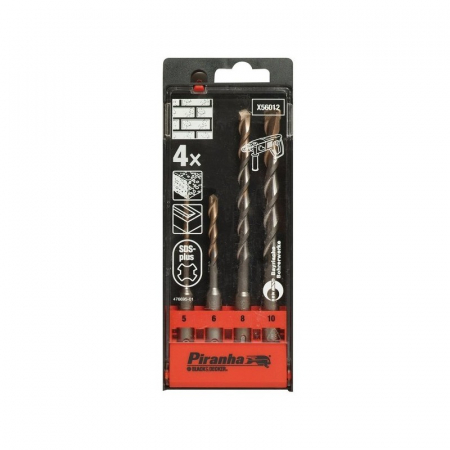 Scule si dispozitive de lucru - Set Burghie Black+Decker X56012 SDS-Plus 5 / 6 / 8 / 10 mm