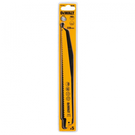 Scule si dispozitive de lucru - Set 5 lame fierastrau orizontal DeWALT DT2349 lemn cu cuie si materiale plastice dure