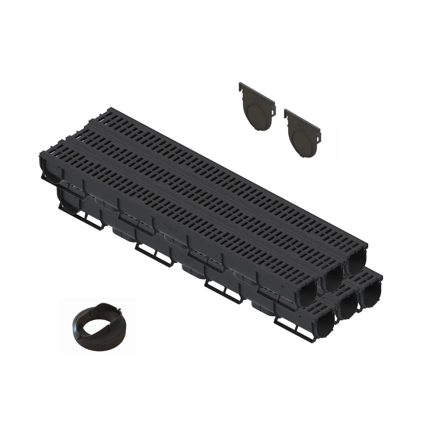 Instalatii de apa si canalizare - Set 6 ml rigole drenaj PP EASY 1 LN100 Hext.90 gratar PP A15 cu accesorii 6000x90x90 Vodaland gama Drain