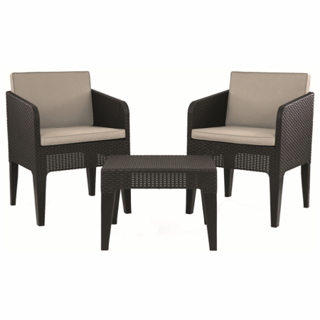 Seturi de mobilier - Set banca 2 locuri si masa de gradina, maro, Keter Columbia