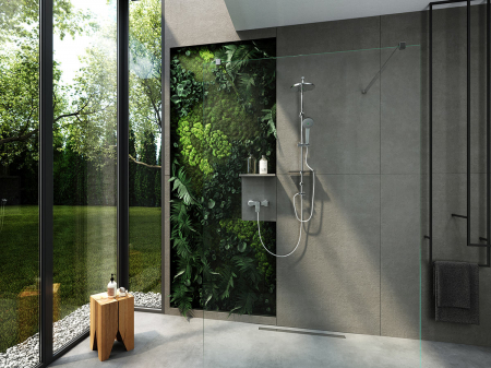 Set bara dus cu suport culisant, dus fix si para dus mobila Ferro Amiga VerdeLine, crom [2]