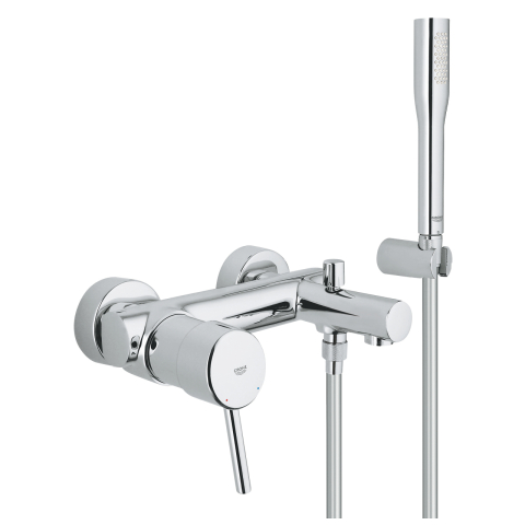 Set baterie cada Grohe Concetto monocomanda, diverter, para dus, 1 functie, furtun 1,5 m, suport, crom [0]