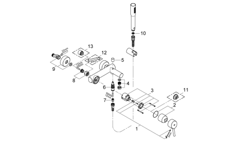 Set baterie cada Grohe Concetto monocomanda, diverter, para dus, 1 functie, furtun 1,5 m, suport, crom [1]