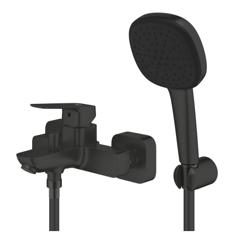 Set baterie cada Grohe Concetto SilkMove aparenta cu para de dus, monocomanda, cartus ceramic, diverter, para dus, 2 functii, furtun 1,5 m, suport, negru mat [1]
