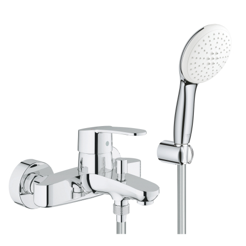 Obiecte sanitare - Set baterie cada Grohe Eurostyle cartus ceramic, diverter, para de dus, furtun de dus, suport para dus, crom