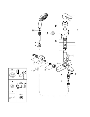 Set baterie cada Grohe Eurostyle cartus ceramic, diverter, para de dus, furtun de dus, suport para dus, crom [1]