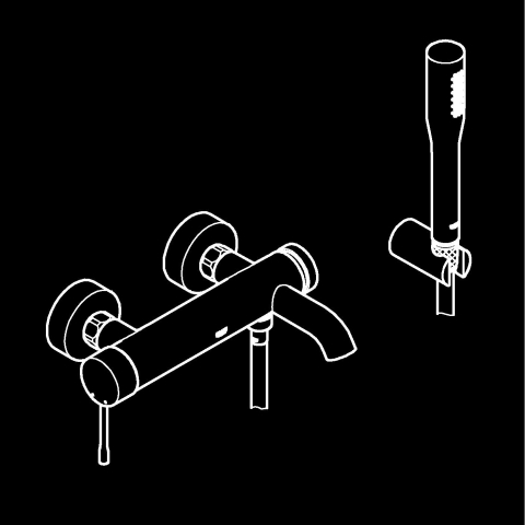 Set de dus Grohe Essence New montare pe perete, cartus ceramic, limitator de temperatura, diverter, protectie anti-reflux, para dus, suport para dus, crom [2]