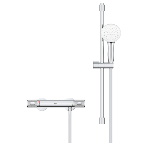 Set de dus Grohe Grohtherm 1000 Performance cu termostat, baterie, coloana dus, 600 mm, ajustabila, para dus, crom [1]