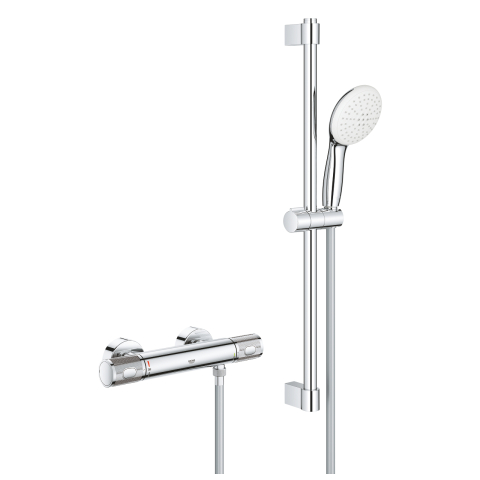 Sisteme de dus - Set de dus Grohe Grohtherm 1000 Performance cu termostat, baterie, coloana dus, 600 mm, ajustabila, para dus, crom