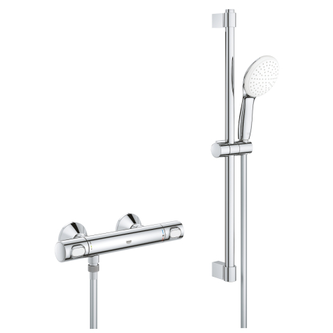 Sisteme de dus - Set de dus Grohe Grohtherm 500 baterie dus, termostat, coloana dus, para dus, 1 jet, cartus ceramic, crom