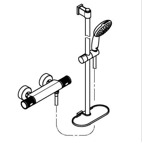 Sisteme de dus - Set de dus Grohe Precision Feel cu baterie dus cu termostat, coloana de dus, 900 mm, para de dus, 3 functii, crom