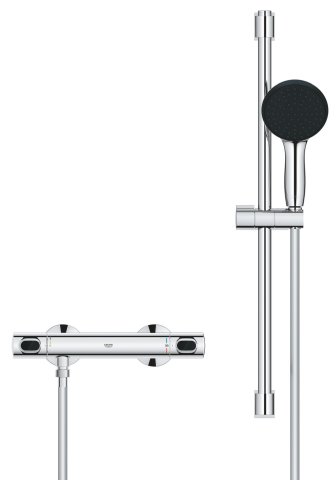 Set de dus Grohe Precision Flow baterie, termostat, coloana de dus, 600 mm, para de dus, crom [3]