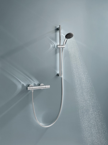 Set de dus Grohe Precision Get 600 mm aparenta, monocomanda, termostat, coloana de dus, para de dus, crom [4]
