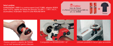 Supertronic 2000 E Masina de filetat cu acumulatori,Rothenberger, motor fara perii,capacitate Ø1/4”- 2”,acumulator 18 V, 4.0 Ah CAS [2]