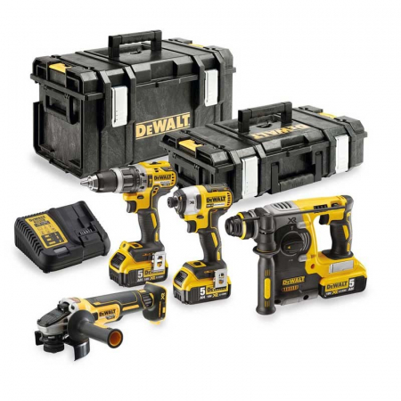 Masini de gaurit si insurubat - Set 4 scule DeWALT DCK422P3 18V DCD796 + DCF887 + DCG405 + DCH273 + DCB184X3 + statie + Tough System DS150 + DS300