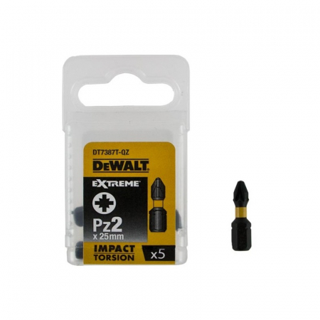 Scule si dispozitive de lucru - Set 5 capete de torsiune PZ2 25mm DeWalt - DT7387T
