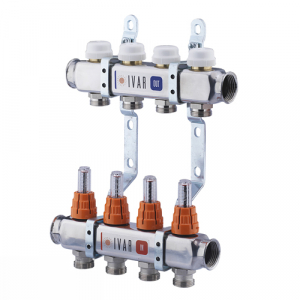 Distribuitoare cu debitmetre - Set distribuitor inox 1" x EK 7 cai cu debitmetru