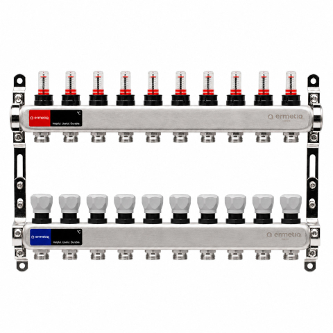 Incalzire - Set distribuitor INOX cu debitmetre Ermetiq 1tol - 10 cai