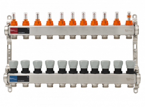 Incalzire - Set distribuitor INOX cu debitmetre Ermetiq 1tol - 11 cai