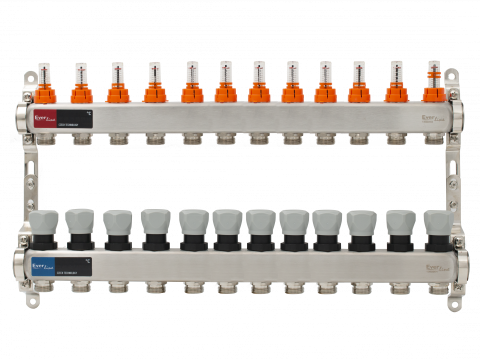 Incalzire - Set distribuitor INOX cu debitmetre Ermetiq 1tol - 12 cai