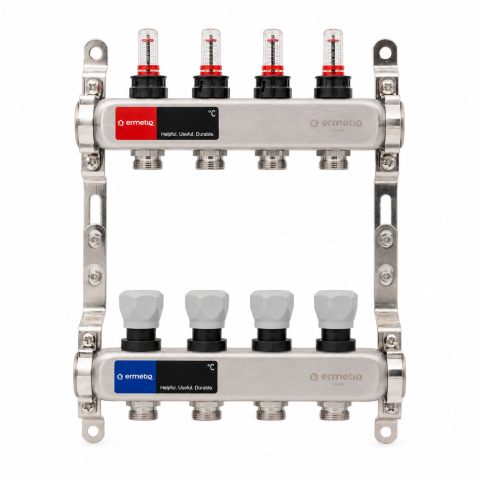 Distribuitoare cu debitmetre - Set distribuitor INOX cu debitmetre Ermetiq 1tol - 4 cai
