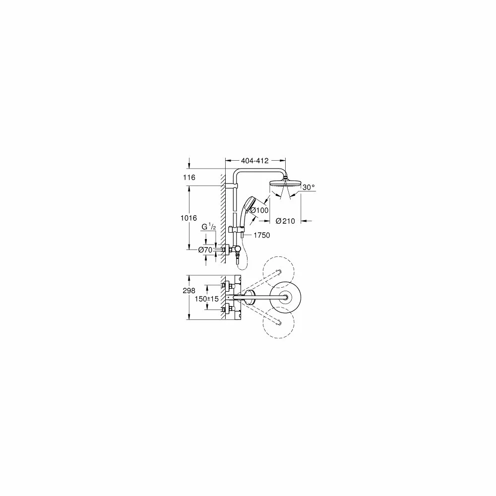 Coloana de dus cu termostat Grohe New Tempesta Cosmopolitan 210 [1]