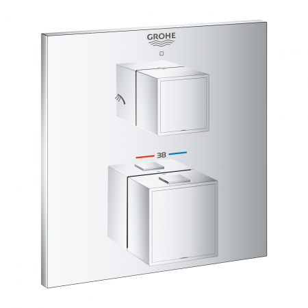 Baterii monocomanda - Unitate de mixare cu termostat pentru dus cu 2 iesiri cu ventil de inchidere/deviere Grohe Grohtherm Cube