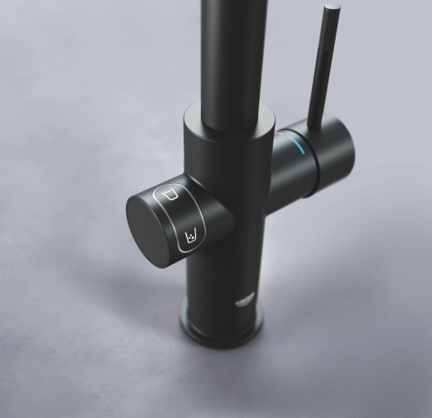 Set filtru + baterie, baterie de bucatarie Grohe Blue Home, 3/8'', monocomanda, pipa inalta, filtrare, racire, apa carbogazoasa, cartus ceramic, pivotanta, negru [7]