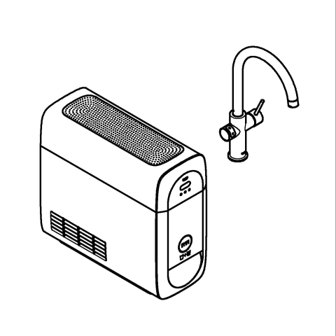 Set filtru + baterie bucatarie Grohe Blue Home, 3/8'', monocomanda, tip C, pipa inalta, filtrare, racire, apa carbogazoasa, pivotanta, smart, negru [2]