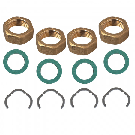 Tevi si fitinguri solare - Set de conectare, 4 piulite + 4 garnituri + 4 inele + 2 nipluri, pentru tub otel inox, DN 20 x 1 tol, Tiemme