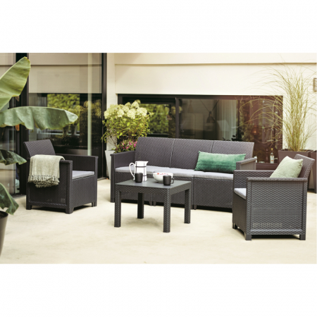 Mobilier de gradina - Set mobiler de gradina, 5 locuri, grafit, Keter Emma