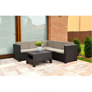 Casa si gradina - Set mobilier de gradina, maro, cu masuta de cafea, Keter Provence