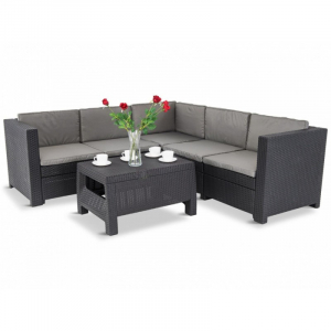 Casa si gradina - Set mobilier de gradina, grafit, cu masuta de cafea, Keter Provence