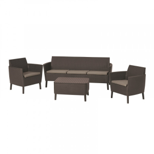 Casa si gradina - Set mobilier pentru gradina, maro, canapea cu 3 locuri, Keter Salemo