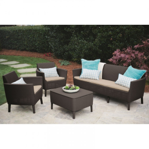 Set mobilier pentru gradina, maro, canapea cu 3 locuri, Keter Salemo [1]