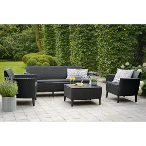 Set mobilier pentru gradina, grafit, canapea cu 3 locuri, Keter Salemo [1]