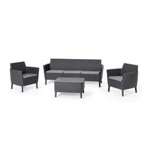 Casa si gradina - Set mobilier pentru gradina, grafit, canapea cu 3 locuri, Keter Salemo