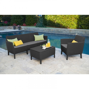 Set mobilier pentru gradina, grafit, canapea cu 3 locuri, Keter Salemo [2]