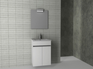 Set mobilier de baie alb, dulap + lavoar, 55 x 43 x 74 cm., Roca Unik Cube [1]
